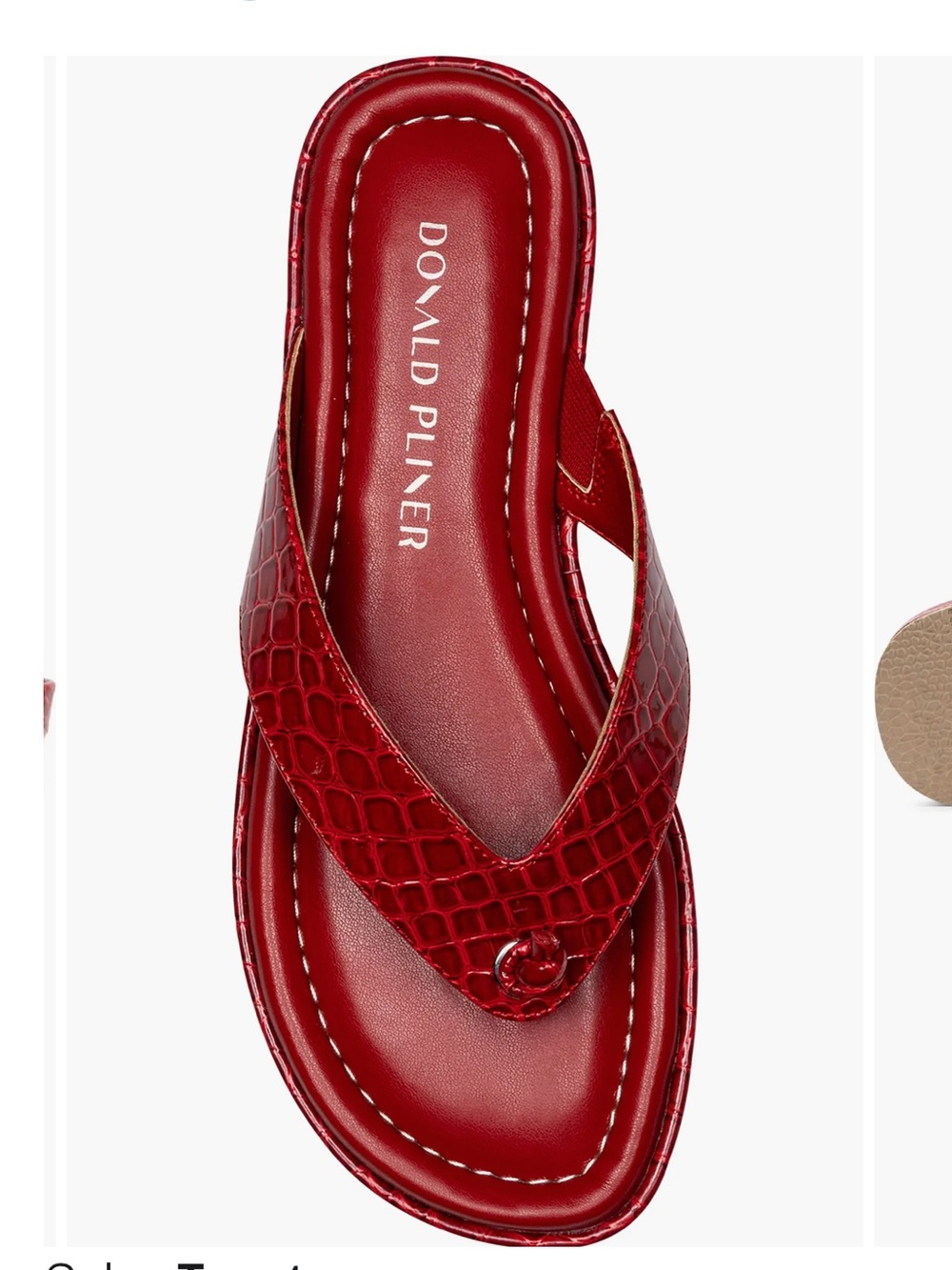 Donald J. Pliner Lorra Red Patent Croc-Embossed Thong Sandal Size 9M NWOT